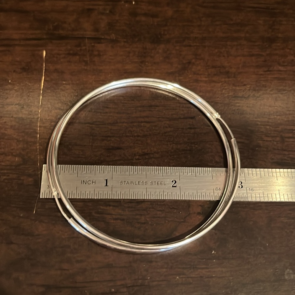 2mm light weight Sterling Silver Hoop Earrings 3, 2.5, 2 inches - Picture 4 of 5